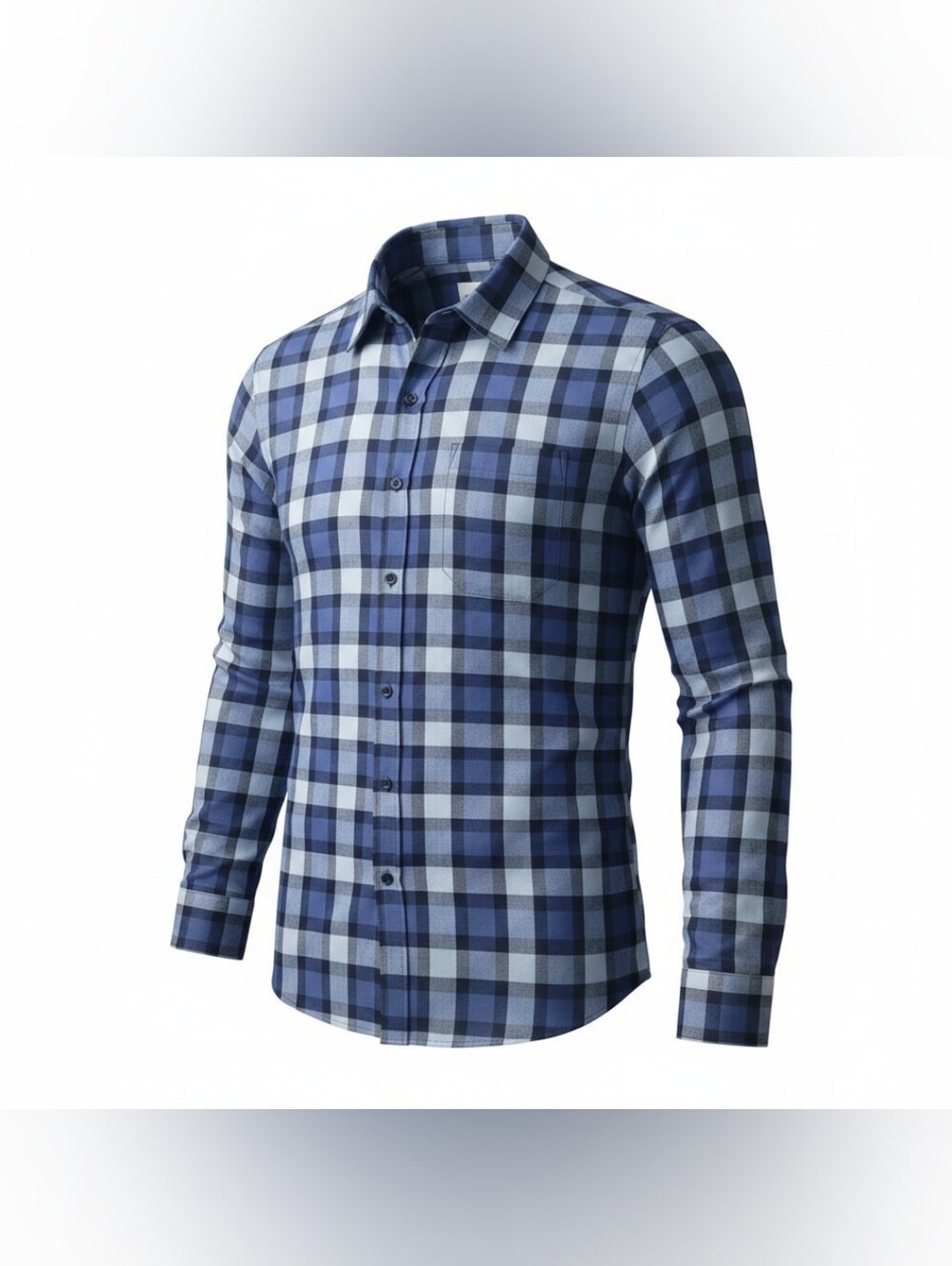 Stitch Note Blue Plaid Long Sleeve Button Down Shirt Sz M